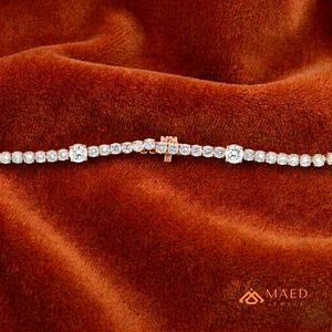 สร้อยข้อมือเทนนิสโมอิสซาไนต์สีโรสโกลด์สำหรับผู้หญิง ดีไซน์โซ่เส้นเล็ก แฟชั่นเครื่องประดับ ของขวัญวันครบรอบแต่งงาน เครื่องประดับสุดหรู คลาสสิก - Product Image 2
