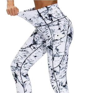 Leggings de yoga pour femmes à imprimé marbré, taille haute, sans couture, pantalon de fitness, vêtements de sport personnalisés, collants de compression pour l'entraînement - Product Image 4