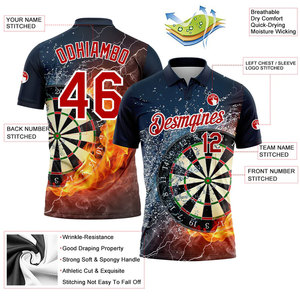 เสื้อโปโลชายพิมพ์ลายธีมดาร์ทแบบกำหนดเอง แขนสั้น ผ้าโพลีเอสเตอร์ระบายอากาศได้ดี สวมใส่สบาย เหมาะสำหรับเล่นกีฬา พร้อมชื่อและหมายเลข - Product Image 2