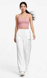 Pantalon de survêtement blanc pour homme ONETEN APPAREL, taille haute, en polyester, coupe droite, jambe large, avec cordon de serrage, taille élastique et bandes latérales - Product Image 4