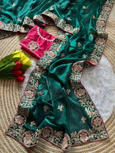 Luxury Velvet Embroidered <b>Saree</b> <b>Blouse</b> For Women Designer Heavy Work <b>Blouse</b> Party Wear Wedding Ethnic Collection - Product Image 5