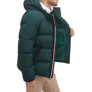 Men's Hooded <b>Down</b> Puffer Jacket Solid Color Windproof Zipper Closure Casual Winter Outerwear Regular Fit Thick Polyester Shell - Product Image 6