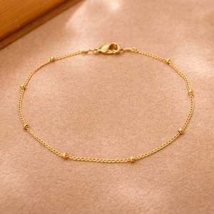 Hallmark Silver Minimal Gold Plated <b>Beaded</b> Chain <b>Bracelet</b> - Product Image 2