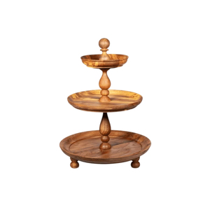 Eco-Friendly Solid Sheesham Wood 3-Tiered Serving Tray Multi-Level Wooden Snack Stand & Pastry Holder For Catering Centerpiece - Product Image 4