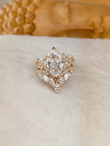 Dutch Marquise Cut Diamond Yellow Gold Ring | Classic Bridal Engagement Ring | Wedding Anniversary Gift for <b>Girlfriend</b> Wife Her - Product Image 3