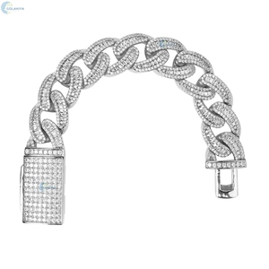 Iced Out Cuban Link Hip Hop Bracelet 18MM Lab Grown Diamond Baguette Cut Bracelet For Him <b>Rapper</b> Style Bracelet - Product Image 1