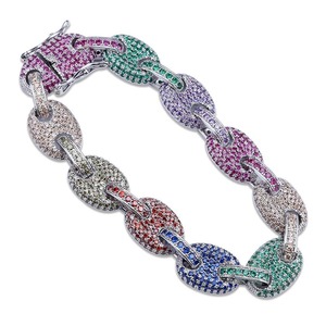 New Fashion Three-color Mosaic Personality Bracelet Hip-hop <b>Men</b> Accessories Bracelet - Product Image 1