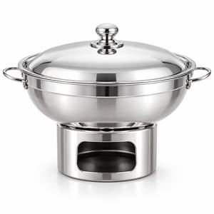 Luxury Gold Stainless Steel Round Chafing Dish Buffet <b>Food</b> <b>Warmer</b> Pot with Lid Handle Burner Base Hotel Catering Equipment - Product Image 3