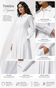 Robe chemise en coton blanc pour femmes, manches longues, plissée, mini-robe décontractée, confortable, élégante, chemisier pour femmes, robe d'été - Product Image 2