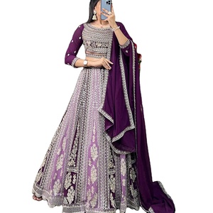 El último diseñador Georgette bordado hilo trabajo Lehenga Choli por Fab Zone - Product Image 1