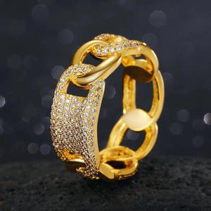 Bagues en argent S925 plaqué or avec zircon, style bracelet cubain, serties de pierres précieuses, pour hommes et femmes - Product Image 2
