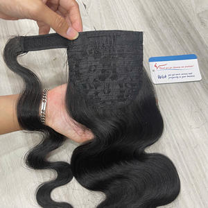 Queue de cheval ondulée de luxe effet vapeur, 100% cheveux humains vietnamiens, texture instantanée en forme de S, sans nœuds, sans perte, pointes rebondissantes et volumineuses - Product Image 1