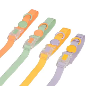 High Quality PVC Coated Webbing Candy Color New Design Pet Collar With Transparent Lock Dog Training Collar