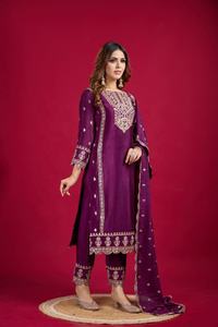 Style pakistanais dernier concepteur pur travail de broderie Chinnon lourd femmes Salwar Kameez pour indien pakistanais et fête de mariage - Product Image 3