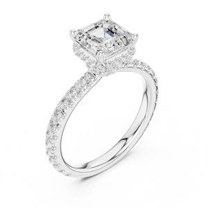 <b>Top</b> Selling Jewelry Featuring Four Prong Set Asscher Cut Lab Grown Diamond GRA Certified 14k Solid White Gold Rings For Women - Product Image 4