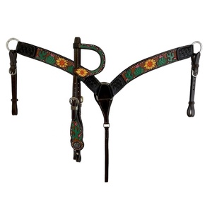 Diadema de piel de vaca 100% hecha a medida, calidad superior, pintada a mano, Occidental, con cuello de pecho - Product Image 1