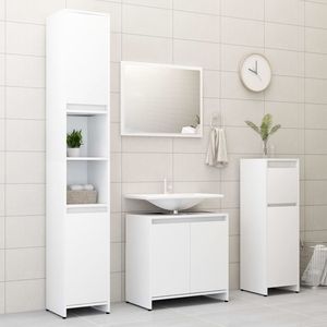 Set di mobili da bagno in legno ingegnerizzato bianco 3 pezzi - Product Image 3