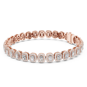 18K Rose Gold Lab Grown Radiant-Cut Diamond Halo Luxury Tennis <b>Bracelet</b> - Product Image 1