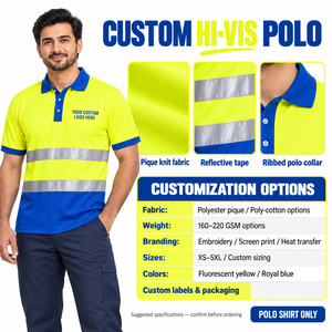 Camiseta Polo de Trabajo Reflectante con Cuello, Diseño para Personal de Obra y Equipos de Mantenimiento, para Equipos de Servicio en Campo, con Estilo de Dos Tonos - Product Image 6