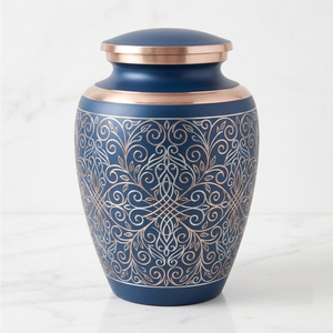 Modern Blue And Brass Adult Cremation Urns Metal Funeral <b>Memorial</b> <b>Keepsake</b> With Customizable Logo Handmade Brass Funeral Supply - Product Image 5