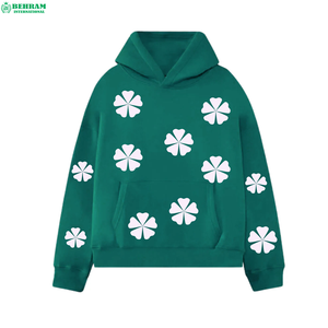 Sweat à capuche BEIHRAM INTERNATIONAL avec fleur blanche, coupe classique, impression sérigraphique, épaules tombantes - Product Image 1