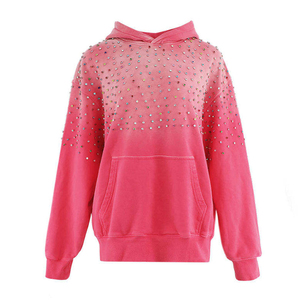 เสื้อฮู้ดดี้ผู้ชายสีดำ ประดับคริสตัล โลโก้สั่งทำพิเศษ กันลม ทรงโอเวอร์ไซส์ ผ้าถักสำหรับฤดูหนาว โพลีเอสเตอร์/คอตตอน - Product Image 5