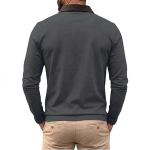 Men's Long Sleeve Quarter-Zip for <b>Shirt</b> Regular Fit Solid Color Stand Collar Formal Knitted T-<b>Shirt</b> <b>Pocket</b> Custom Printed - Product Image 3