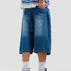 Pantalones Cortos de Mezclilla para Hombre, Estilo Vintage, Lavados, de Cintura Media, Tejido de Algodón, Corte Recto, Cinco Bolsillos, Cierre con Botones y Cremallera, para Uso Diario Informal de Verano - Product Image 6