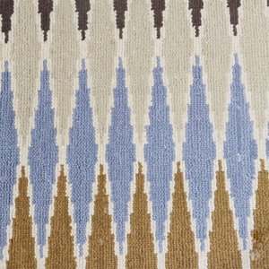 DECORDEC Tapis géométrique épais en laine tuftée à la main, antidérapant, écologique, personnalisé, coloris ivoire, marron, bleu, moutarde, style Ikat, pour hôtel et villa - Product Image 3