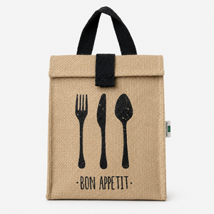 Sac à déjeuner isotherme personnalisé en jute naturel avec rabat supérieur, poignées en coton, logo imprimé, réutilisable, fabricant OEM, exportateur en gros - Product Image 3