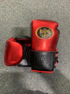 Top Selling No Boxing No Life Mexican <b>Red</b> Black Leather Boxing Gloves Lace-Up Training Sparring Gloves for Adults - Product Image 4