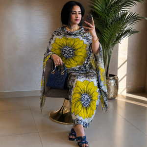 Toub imprimé numérique à motifs floraux |   Voile de coton non cousu, tissu africain pour femmes, vêtements traditionnels élégants, ethniques, culturels, pour occasions spéciales - Product Image 3