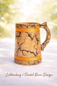 Jarra de Cerveza Hecha a Mano de Madera de Acacia Alemana - 20oz, Estilo Americano Moderno de Lujo, con Tapa Abatible, Reutilizable, Portátil, Regalos Empresariales - Product Image 3