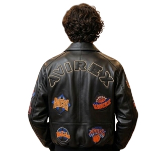 Kith x Avirex New York <b>Leather</b> Bomber <b>Jacket</b> Multi-Patch New York Knicks Wholesale premium genuine top-grain cowhide <b>leather</b> - Product Image 1