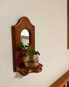 <b>Vintage</b> Wooden Wall Mirror with Shelf - Product Image 4