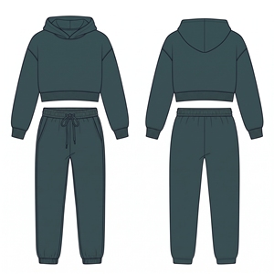 Conjunto Deportivo con Capucha para Mujer, Color Sólido, Sudadera y Pantalones Largos, Corte Holgado, Cintura con Cordón, Estilo Casual Otoñal - Product Image 2