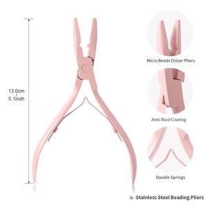 Obexa Surgical Grade Stainless Steel Micro Link Hair Extensions Kit Bead Pliers Loop Needle <b>Hook</b> <b>Tool</b> High Quality Professional - Product Image 3