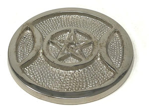 Plato de Altar de Aluminio de 3.5 Pulgadas con Pentáculo de Triple Luna, Incienso Tibetano, Verano, Primavera - Product Image 2