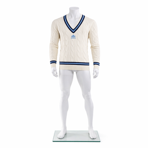 Suéter con Cuello en V al por Mayor de Cricket Jumper |   Proveedor de Logotipos Personalizados para Equipos OEM |   Ligero y duradero, 100% poliéster - Product Image 1