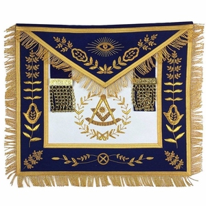 Tablier de Maître Ancien de la Loge Bleue en Velours Royal Marine avec Franges Dorées, Régalia Maçonnique, Tablier de Loge Ceremoniel de Franc-Maçon, Qualité Supérieure - Product Image 6