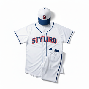 Conjunto de Uniforme de Béisbol Styliro para Hombre, Jersey Blanco de Manga Corta y Pantalones con Logotipo Bordado, Corte Regular, para Todas las Temporadas - Product Image 1