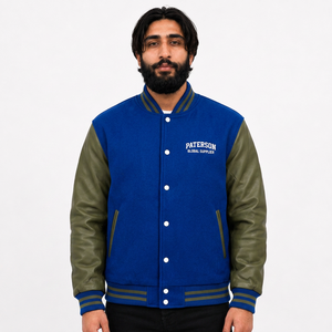 Custom Heavy <b>Weight</b> Eco-Friendly Unisex Varsity Jacket with <b>Stand</b> Collar Front Logo Embroidery <b>for</b> Wholesale US Apparel Brands - Product Image 5