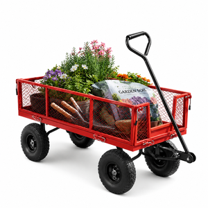 OEM ODM Garden Wagon <b>Cart</b> 600lb Load, Steel Mesh Utility Trolley with Removable Sides and 10 in Pneumatic Tires ODGGAD013 - Product Image 1