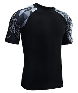 Men's <b>Black</b> Short Sleeve Rash Guard <b>Compression</b> <b>Shirt</b> Print BJJ Rash Guard OEM Men Sublimated Sleeve MMA <b>Compression</b> <b>Shirt</b> - Product Image 3