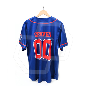 Camiseta de Béisbol Personalizada Ecológica, Azul Claro a Rayas, Manga Corta, Cierre de Botones, Unisex, Transpirable y de Secado Rápido - Product Image 2