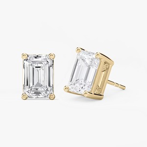 Pendientes de Diamantes Cultivados en Laboratorio con Corte Esmeralda de 2.00 CTW, Certificados por IGI, Oro Sólido de 14K, Clásicos Solitarios con Cierre de Rosca para Mujer - Product Image 4