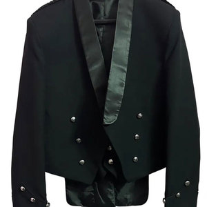 Veste de kilt écossais Prince Charlie vert olive foncé avec gilet, sur mesure, en laine, pour mariage - Product Image 4