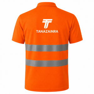 Tanazainra High Visibility Reflective Safety <b>Polo</b> Shirt Custom Hi Vis Reflective Workwear <b>Polo</b> Shirt <b>Orange</b> Reflective Safety - Product Image 2