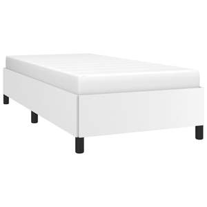 Cadre de lit double XL rembourré en similicuir blanc, bois d'ingénierie avec base en contreplaqué, lit rembourré moderne - Product Image 3
