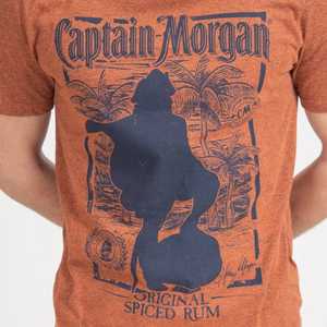 Camiseta de Manga Corta Color Naranja para Hombre Captain Morgan con Estampado de Capitán, Cuello Redondo Informal, Corte Regular, Camiseta de Algodón Jersey - Product Image 6
